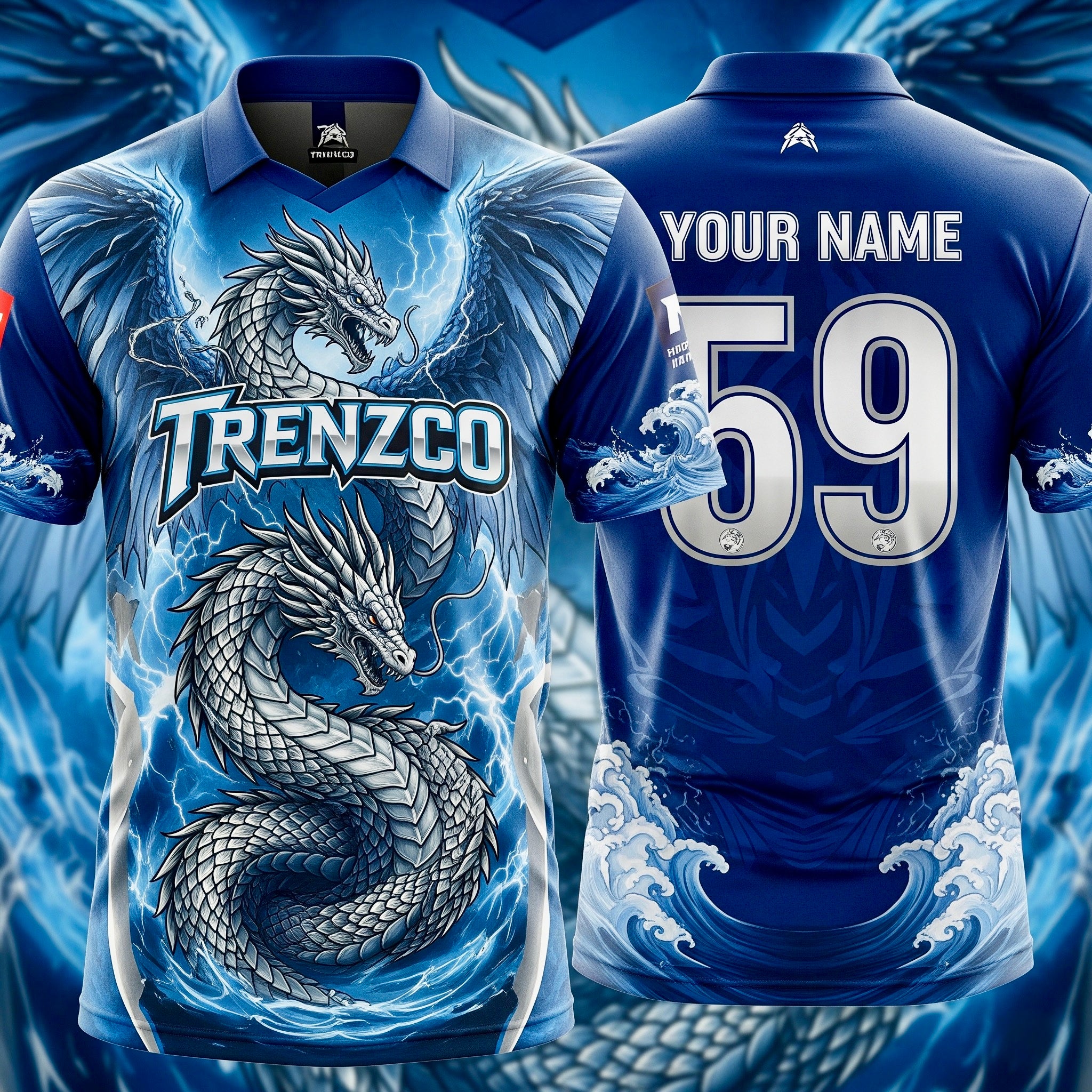 Blue Dragon Themed Cricket jersey