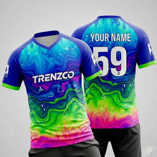 Rainbow multicolour Themed Cricket jersey