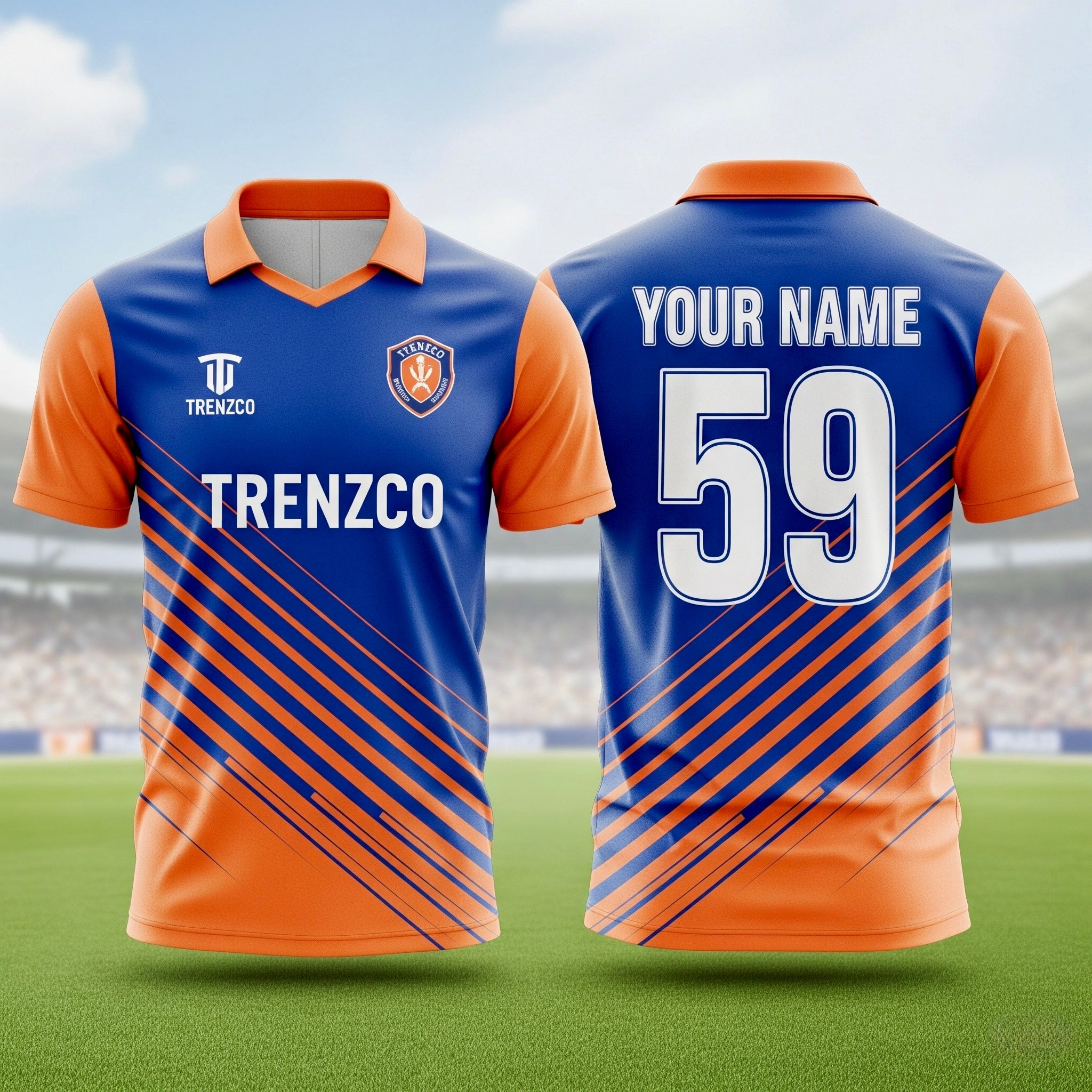 Orange / Navy blue jersey cricket jersey